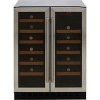 CDA FWC624SS 40 Bottle Freestanding Under Counter Wine Cooler Dual Zone 60cm Wide 82cm Tall  Stainless Steel