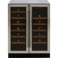 CDA FWC624SS 40 Bottle Freestanding Under Counter Wine Cooler Dual Zone 60cm Wide 82cm Tall  Stainless Steel