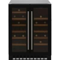 CDA FWC624BL 40 Bottle Freestanding Under Counter Wine Cooler Dual Zone 60cm Wide 82cm Tall  Black