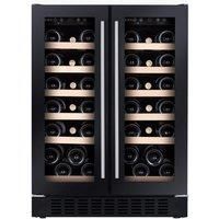CDA 40 Bottle Capacity Dual Zone Freestanding 60cm Under Counter Wine Cooler - Black