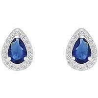 Love Gem Sterling Silver Blue And White Cubic Zirconia Peardrop Stud Earrings