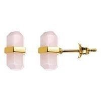 Love Gem 18Ct Gold Plated Sterling Silver Rose Quartz Stud Earrings