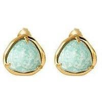 Love Gem 18Ct Gold Plated Sterling Silver Amazonite Stud Earrings