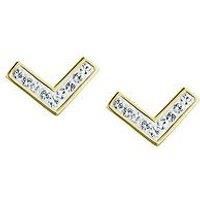 The Love Silver Collection Gold Plated Sterling Silver Crystal Chevron Stud Earrings