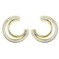 The Love Silver Collection Gold Plated Sterling Silver Crystal Double Crescent Stud Earrings