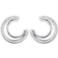 The Love Silver Collection Sterling Silver Crystal Double Crescent Stud Earrings