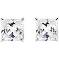 The Love Collection Men'S 9Ct White Gold Cubic Zirconia 6Mm Princess Cut Solitaire Single Stud Earring