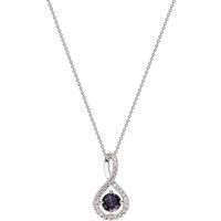 Created Brilliance Kirsty 9Ct White Gold Created Sapphire & Lab Grown Diamond Pendant Necklace