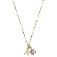 Love Gold 9Ct Yellow Gold Initial & Birthstone Pendant Necklace