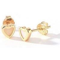 Love Gold Kids 9Ct Yellow Gold Mother Of Pearl 5Mm Heart Stud Earrings