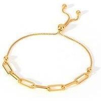 The Love Silver Collection Gold Plated Sterling Silver Oval Paperclip Link Friendship Adjustable Bracelet