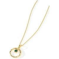 The Love Silver Collection Gold Plated Sterling Silver Green Cubic Zirconia Round Pendant Necklace
