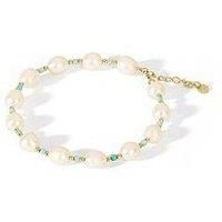 The Love Silver Collection Gold Plated Sterling Silver 8Mm Freshwater Pearl & Amazonite Bead Bracelet