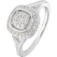Love Diamond 9Ct White Gold 0.25Ct Natural Diamond Halo Cluster Engagement Ring