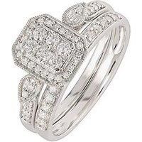 Love Diamond 9Ct White Gold 0.50Ct Natural Diamond Bridal Ring Set