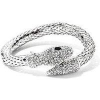 The Love Silver Collection Silver Tone Clear Crystal Open Snake Bangle
