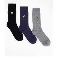 Lyle and Scott Men 3 Pack Basic Socks with Eagle Embroidery - Cotton - 1SZ