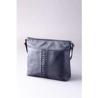 Lakeland Leather Women's Real Leather Shoulder Hand Bag with Pocket Plait Detail Adjustable Strap in Navy Blue