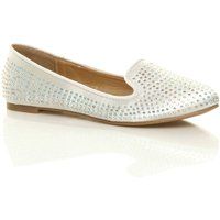 WOMENS LADIES FLAT DIAMANTE WEDDING EVENING BALLERINA PUMPS DOLLY SHOES SIZE