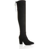 Womens ladies high block heel stretch lace up riding over knee boots size