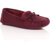 WOMENS LADIES WARM FUR LINED COLLAR TIE UP BOAT SHOES MOCCASINS SLIPPERS SIZE