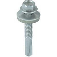 TIMco H38W16BB No.5 Hex Self-Drilling Screw 5.5 x 38 and M16 Washer - Silver (Bag of 100)
