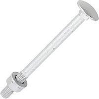 TIMCO M6 X 75MM Carriage Bolts Exterior Silver Coated - (Pack of 10) - Complete with Nuts & WASHERS - 0675CBI