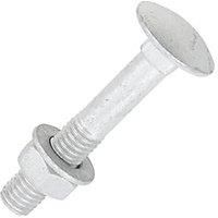 TIMCO M8 X 50MM Carriage Bolts Exterior Silver Coated - (Pack of 10) - Complete with Nuts & WASHERS - 0850CBI