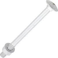 TIMCO M8 X 100MM Carriage Bolts Exterior Silver Coated - (Pack of 10) - Complete with Nuts & WASHERS - 08100CBI