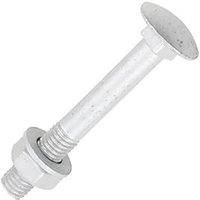 TIMCO M10 X 75MM Carriage Bolts Exterior Silver Coated - (Pack of 10) - Complete with Nuts & WASHERS - 10750CBI