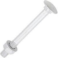 TIMCO M10 X 100MM Carriage Bolts Exterior Silver Coated - (Pack of 10) - Complete with Nuts & WASHERS - 10100CBI