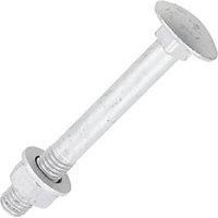 TIMCO M12 X 100MM Carriage Bolts Exterior Silver Coated - (Pack of 10) - Complete with Nuts & WASHERS - 12100CBI