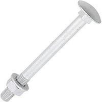 TIMCO M12 X 130MM Carriage Bolts Exterior Silver Coated - (Pack of 10) - Complete with Nuts & WASHERS - 12130CBI