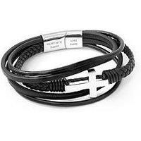 Treat Republic Personalised Mens Cross Leather Stacked Bracelet