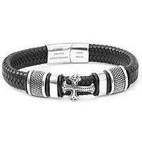 Treat Republic Personalised Men'S Gothic Cross Leather Bracelet