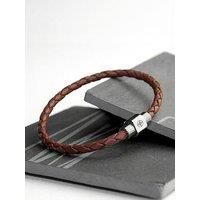 Treat Republic Personalised Men'S Travel Compass Woven Leather Bracelet In Burnt Sienna