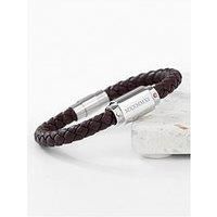 Treat Republic Personalised Men'S Roman Numerals Luxury Brown Leather Bracelet