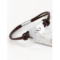 Treat Republic Personalised Men'S Infinity Statement Leather Bracelet - Brown