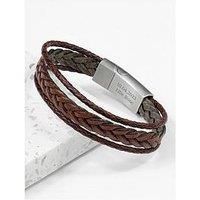 Treat Republic Personalised Men'S Braided Brown Leather Bracelet