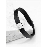 Treat Republic Personalised Men'S Statement Message Black Leather Bracelet
