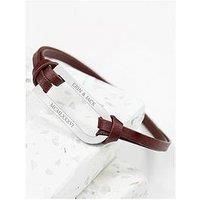 Treat Republic Personalised Men'S Bar Brown And Silver Leather Bracelet