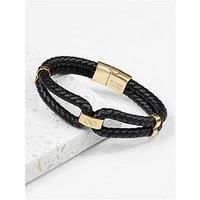 Treat Republic Personalised Men'S Dual Infinity Leather Bracelet - Gold
