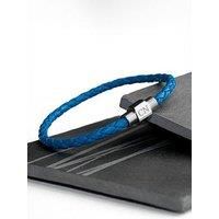 Treat Republic Treat Republic Personalised Men'S Woven Leather Bracelet In Cobalt Blue