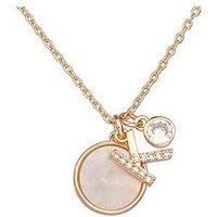 Treat Republic Treat Republic Initial Necklace With Mother Of Pearl And Swarowski Crystal  Rose Gold