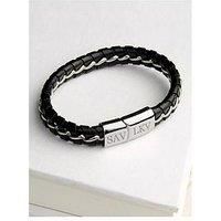 Treat Republic Personalised Men'S Metal Detailed Leather Bracelet