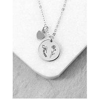 Treat Republic Personalised Birth Flower Heart And Disc Necklace - Silver