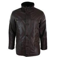 Mens Slim Fit Real Leather Safari Military Army Hunting Jacket Black Brown