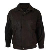 Mens Classic Bomber Black Nubuck Washed Brown Real Leather Jacket