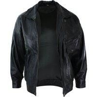TruClothing Men's Leather Bomber Jacket in Black | Size: XS