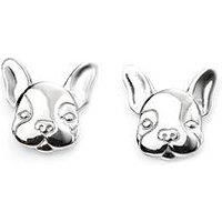 The Love Silver Collection Sterling Silver French Bulldog Stud Earrings